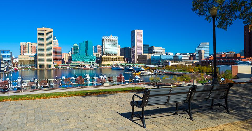 The Baltimore Harbor as seen from Federal Hill.